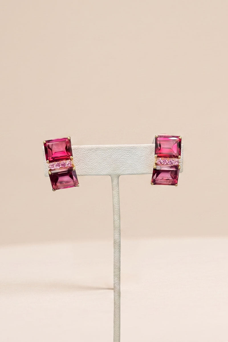 Pink Toumaline Rectangle Earrings - Mildred Hoit