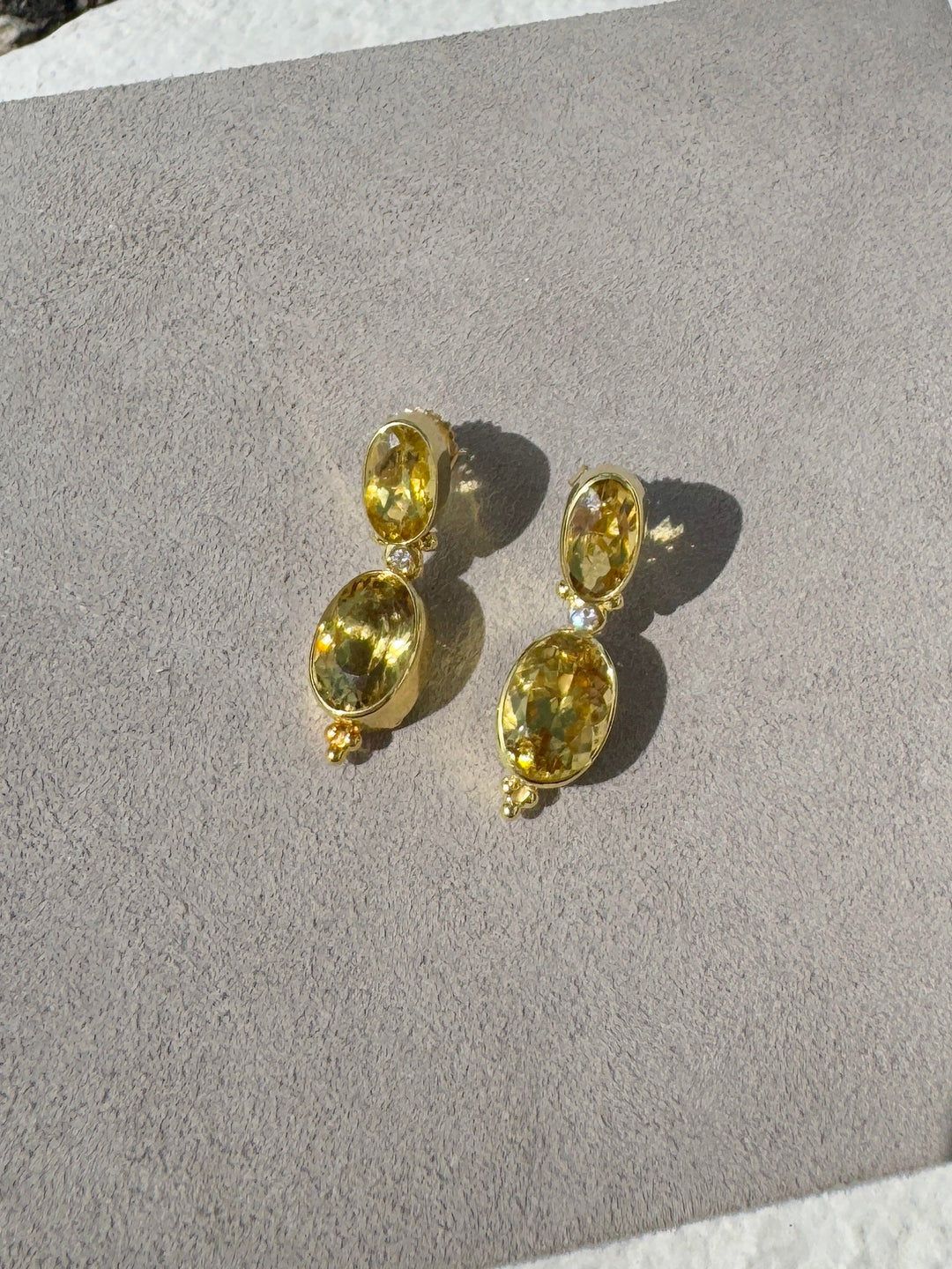 Faceted Yellow Beryle Earrings - Mildred Hoit