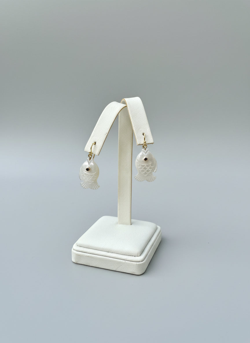 Mother of Pearl Fish Earrings - Mildred Hoit