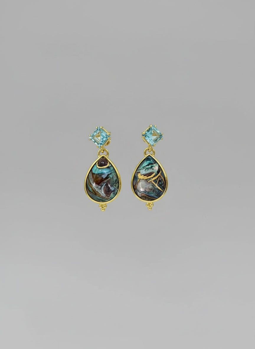 Blue Topaz and Aquaprase Earring
