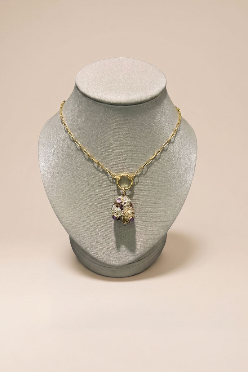 Mazza Green Shell Amethyst Shell Pendant - Mildred Hoit