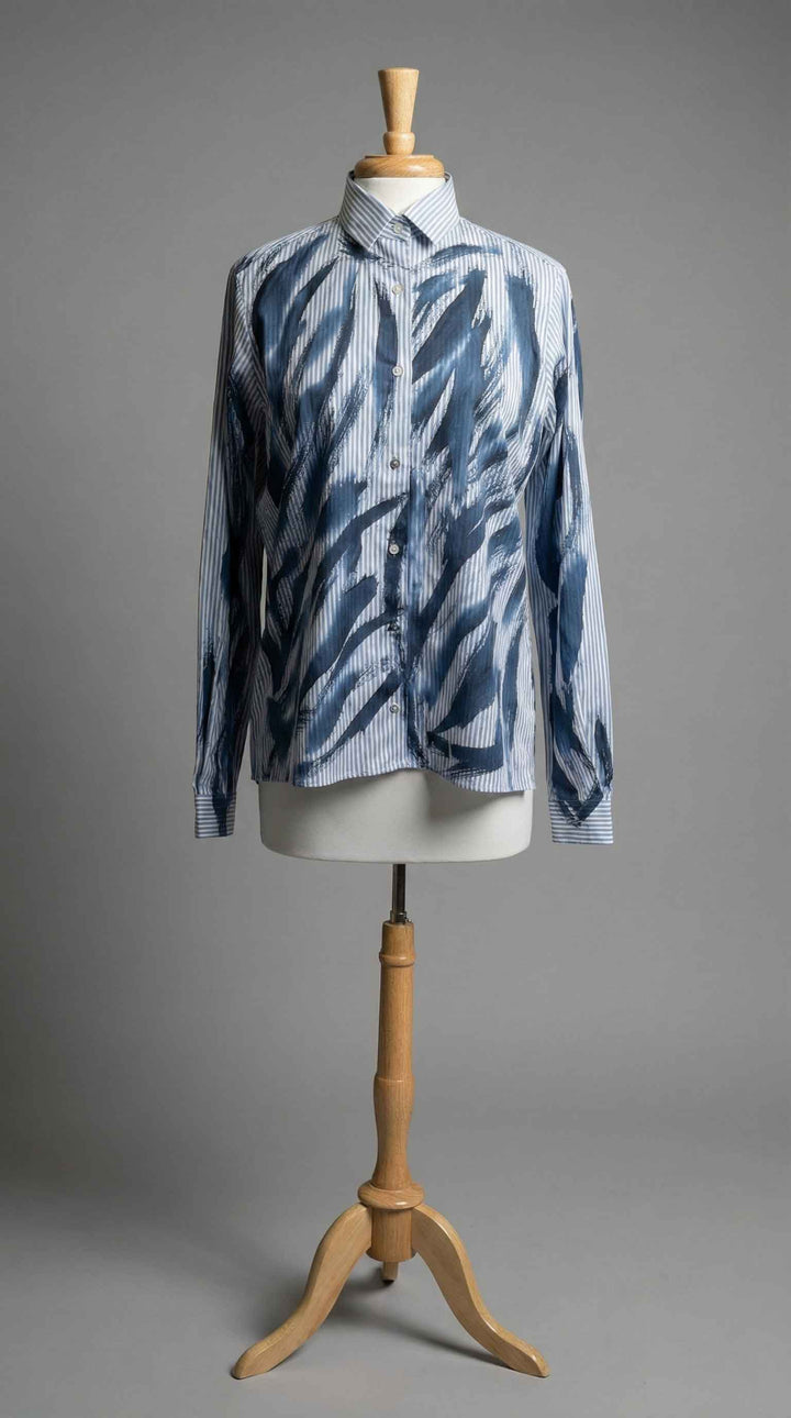 Melarosa Blue Stripe Blouse in Bluebird - Mildred Hoit