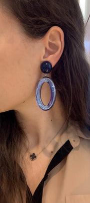 Parisian Blue Oval Drop Earrings