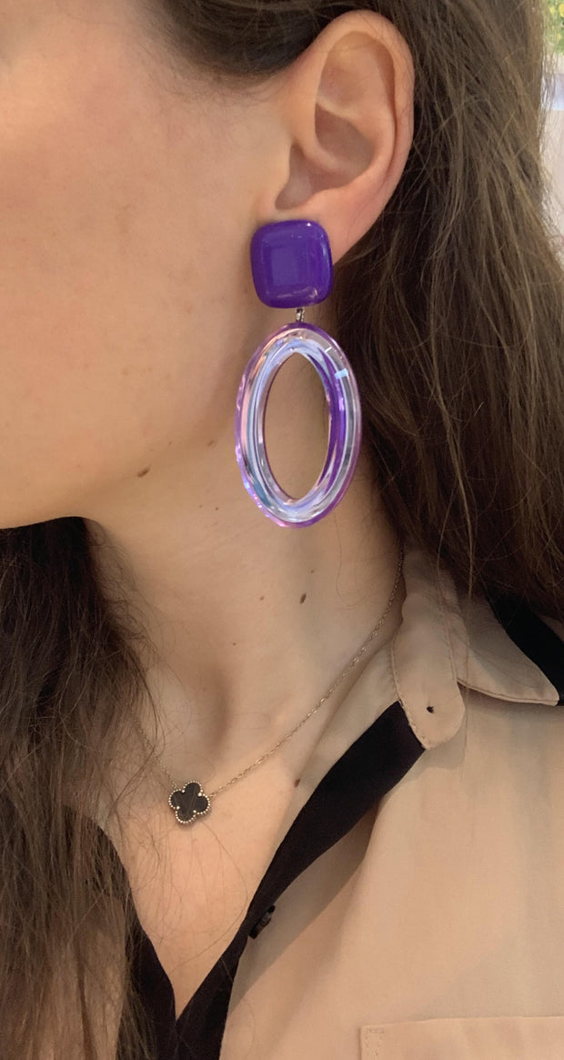Parisian Purple Oval Drop Earrings