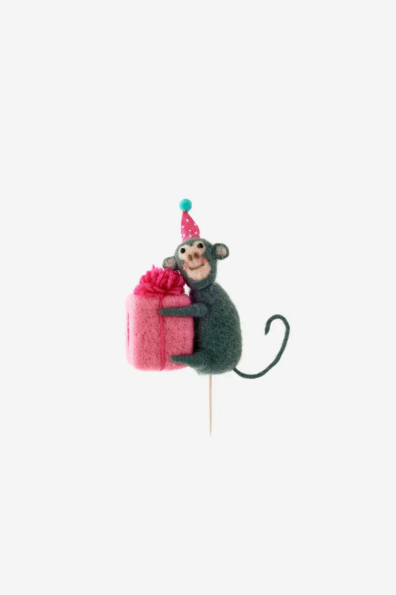 Monkey with Gift Birthday Cake Topper - Mildred Hoit