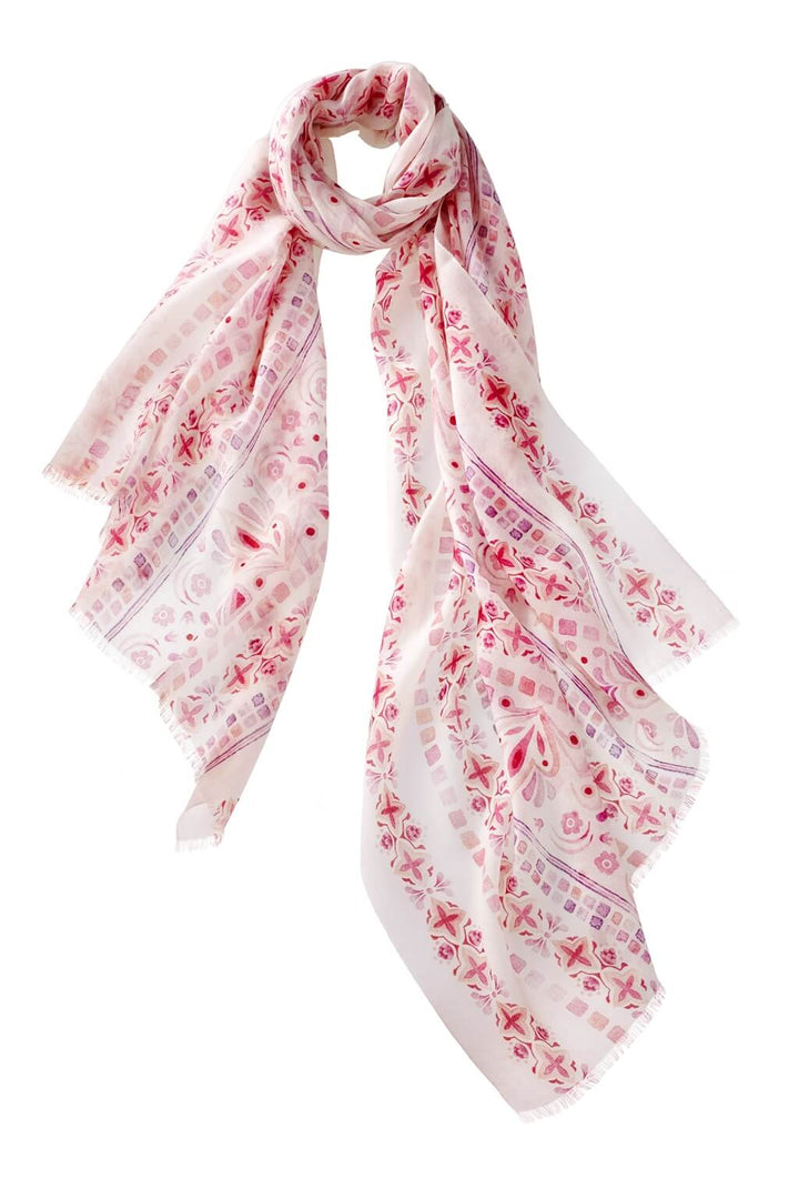 Mosaic Pink and Lilac Cashmere Scarf in Pink and Lilac