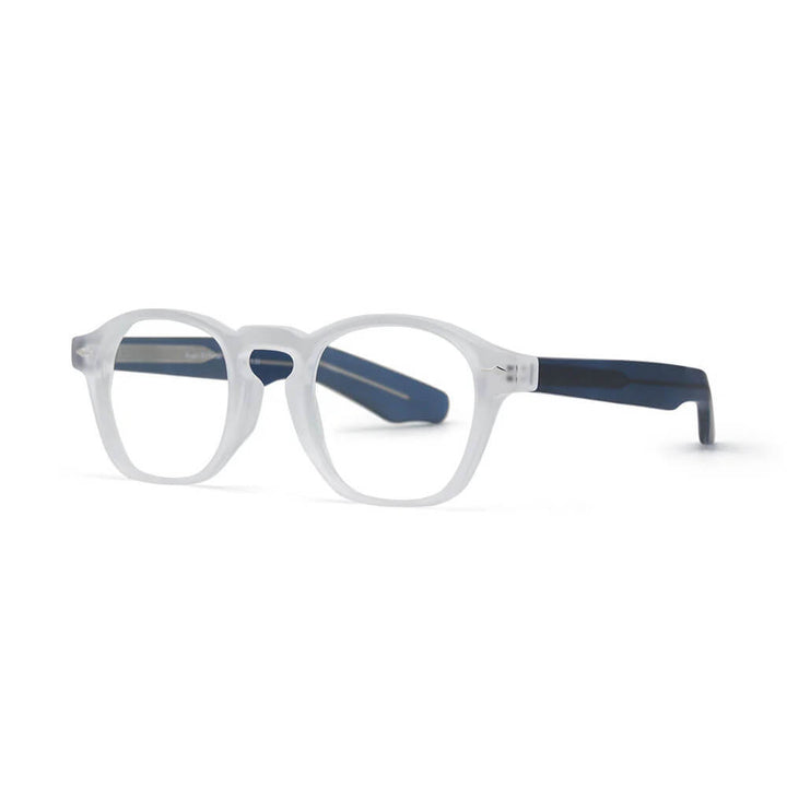 Myles Blue Light Readers in Matte Clear with Matte Navy Blue