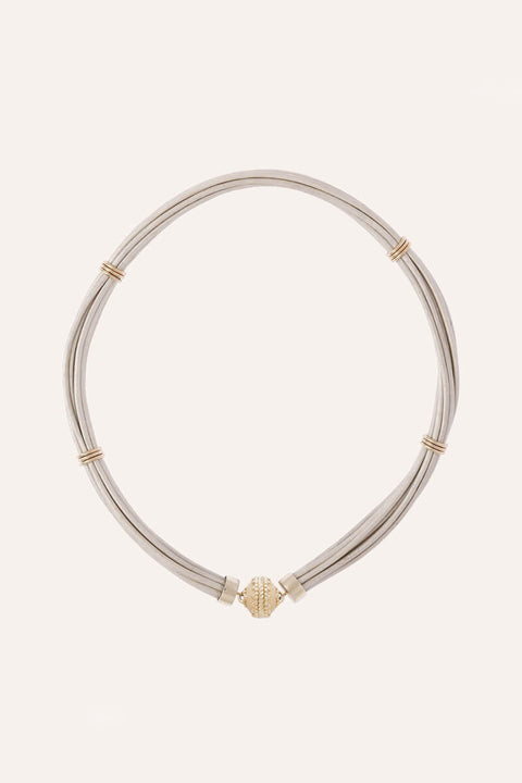 Clara Williams Aspen Pearl Leather Necklace available at Mildred Hoit in Palm Beach.