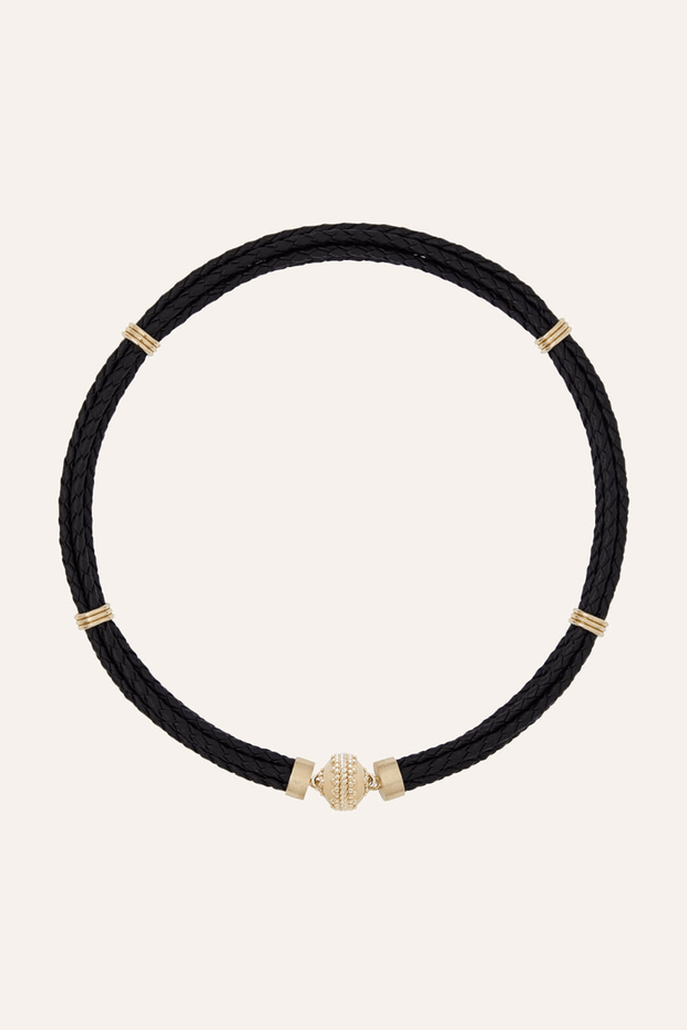 Clara Williams Aspen Braided Leather Black Necklace available at Mildred Hoit in Palm Beach.