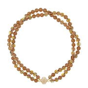 Clara Williams Victoire Cosmic Chocolate Glass 8mm Double Strand Necklace available at Mildred Hoit in Palm Beach.