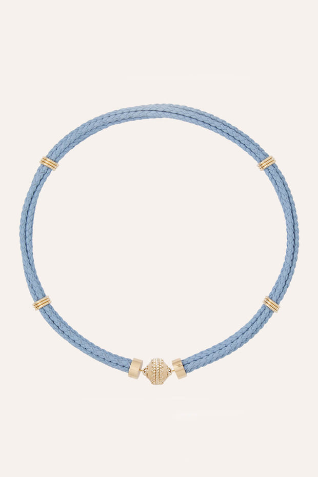 Clara Williams Aspen Braided Leather Necklace in Sky Blue