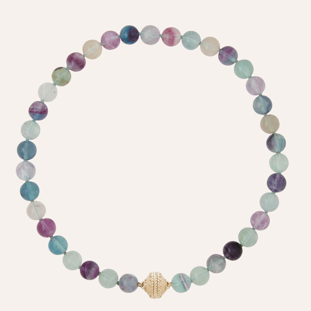 Clara Williams Victoire Multi-Colored Fluorite 10mm Necklace - Mildred Hoit