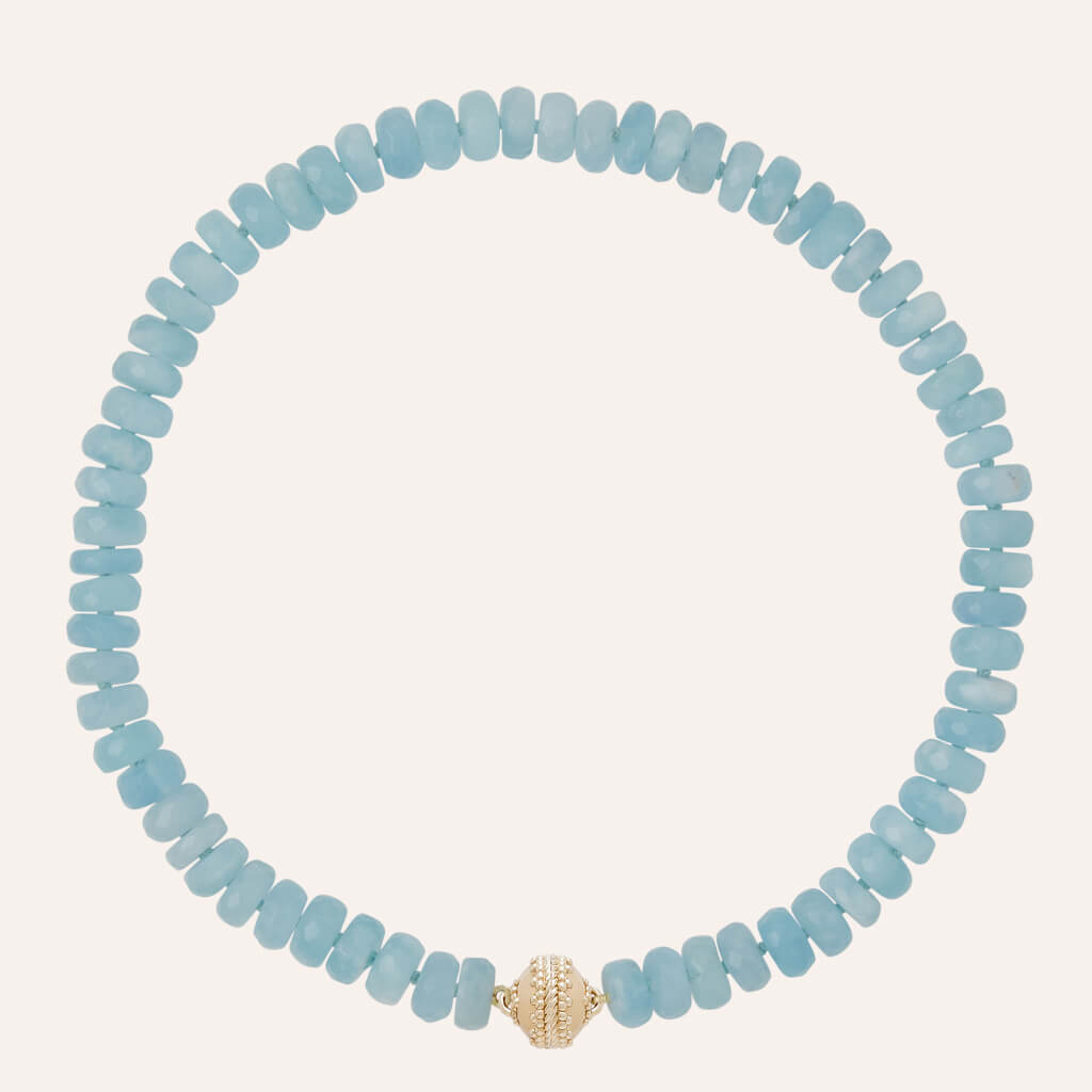 Clara Williams Nancy Aquamarine Rondelle Necklace - Mildred Hoit