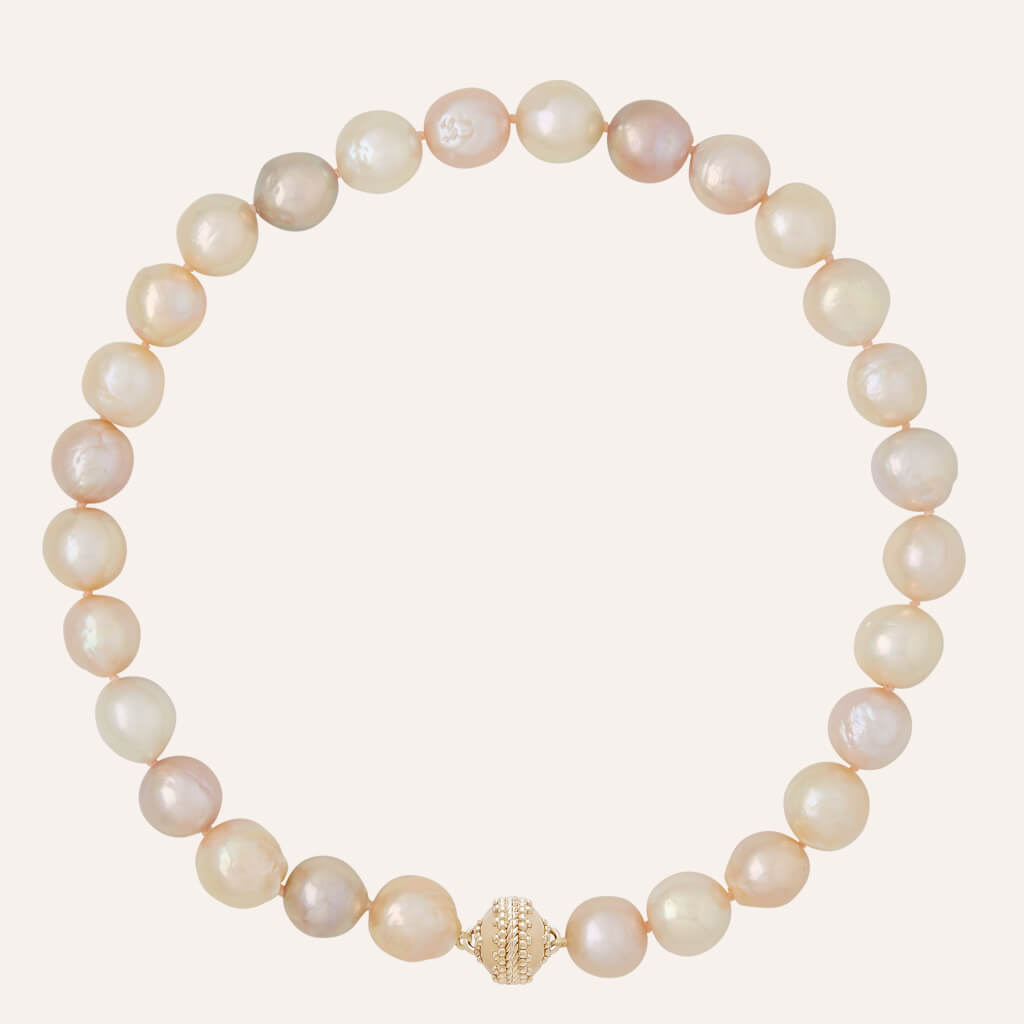 Clara Williams Champagne Pink Potato Pearl Necklace - Mildred Hoit