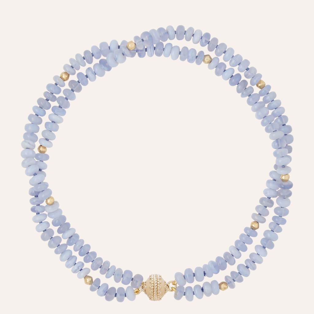 Clara Williams Peppercorn Blue Chalcedony Double Strand Necklace - Mildred Hoit