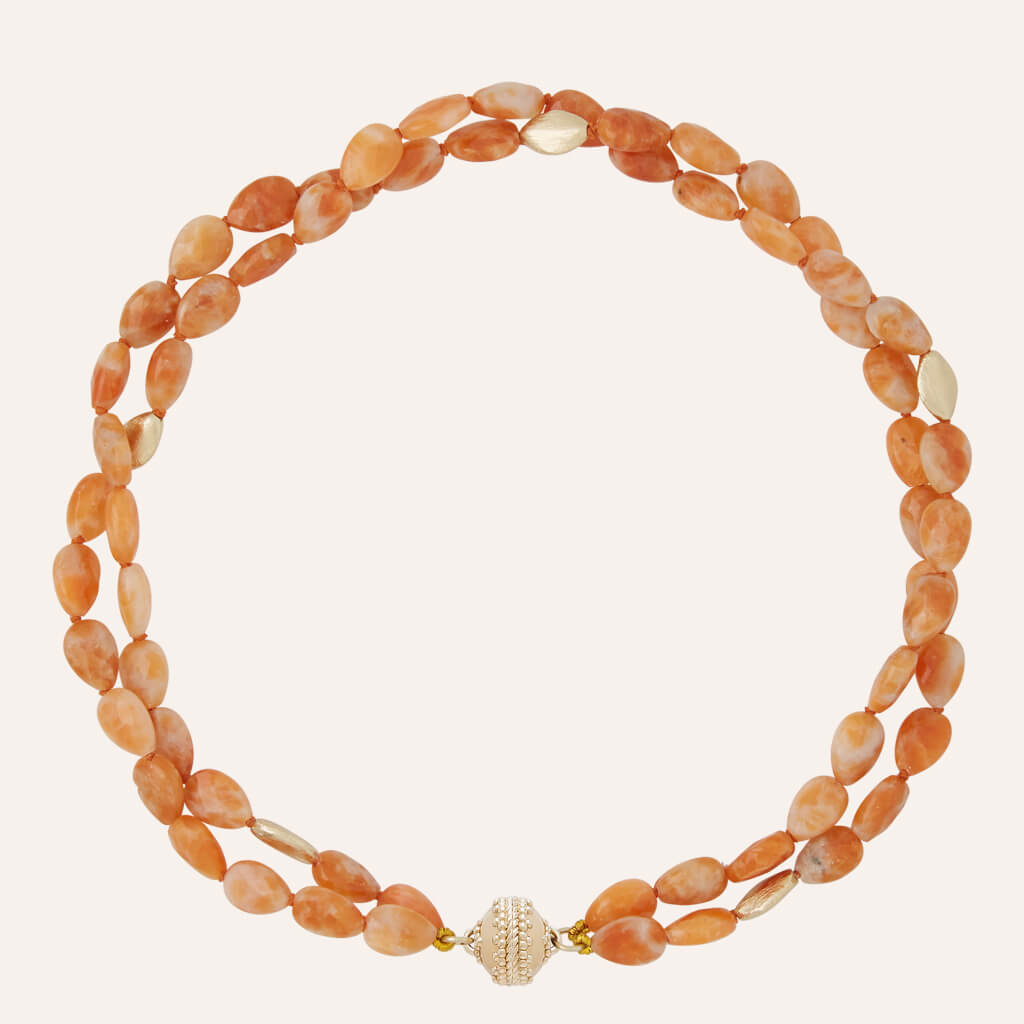 Clara Williams Gold Rush Orange Calcite Double Strand Necklace - Mildred Hoit