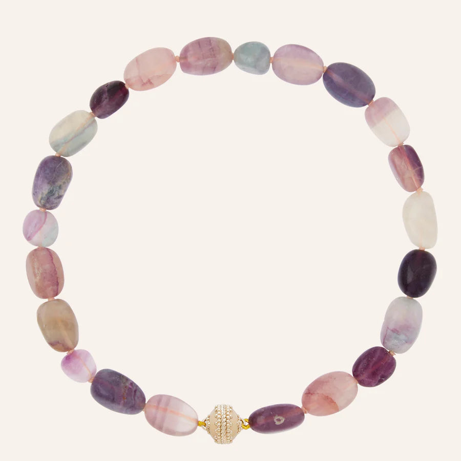 Clara Williams Helen Tumbled Multi-Color Fluorite Necklace - Mildred Hoit