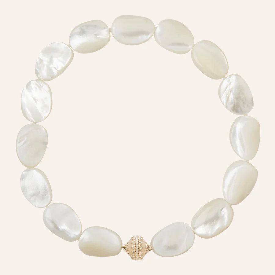 Clara Williams White Mother of Pearl Faceted Shell Necklace - Mildred Hoit