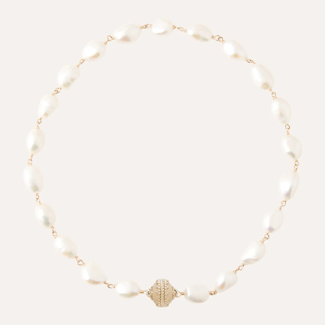 Caspian White Baroque Pearl Necklace - Mildred Hoit