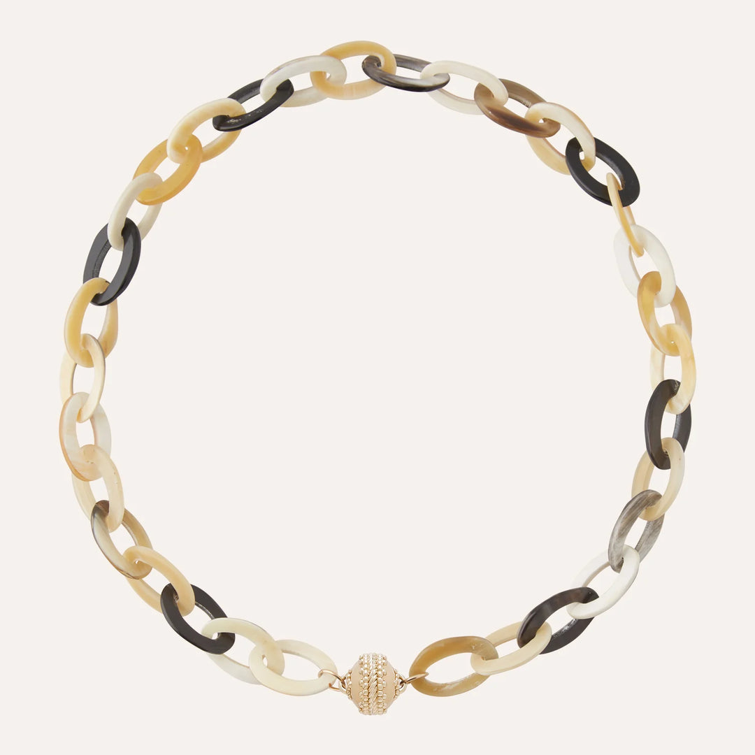 Clara Williams Multi Colored Buffalo Horn Link Necklace - Mildred Hoit