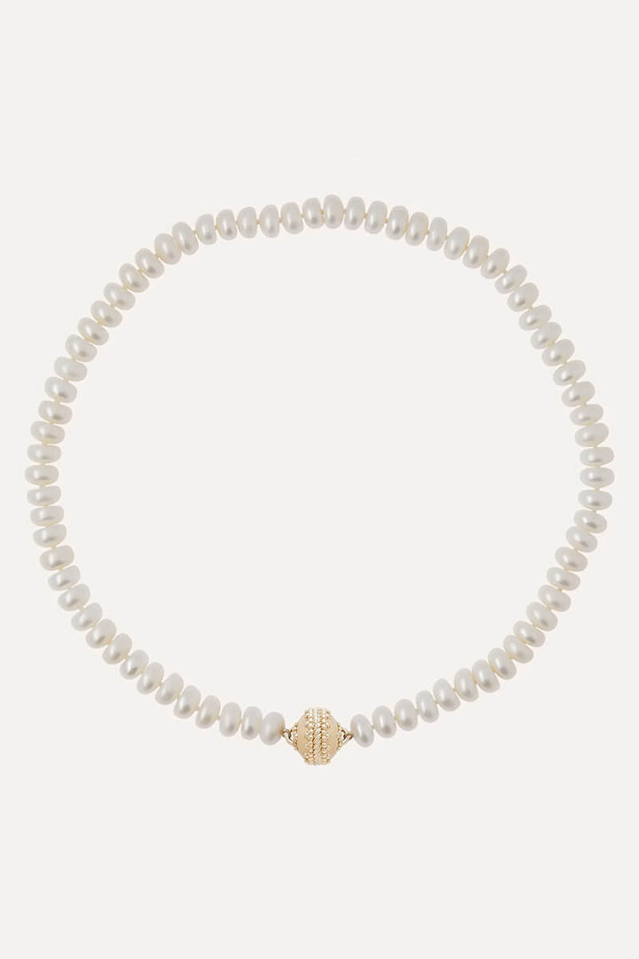 Clara Williams White Freshwater Rondelle Pearl Necklace