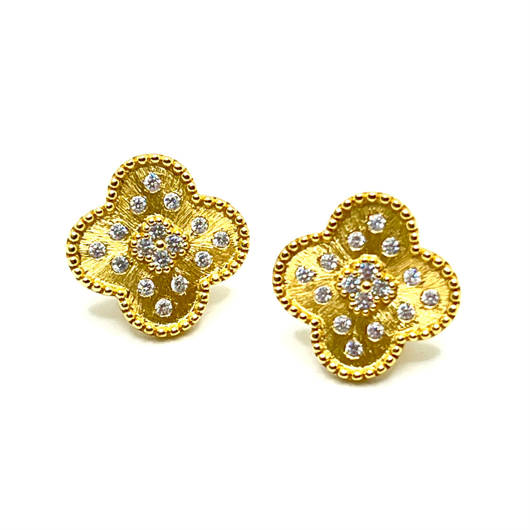 Clover Shape Vermeil Earrings in Gold - Mildred Hoit