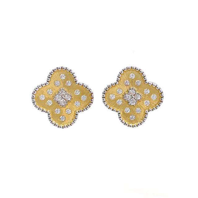 Clover Shaped Two-Tone Vermeil Earrings - Mildred Hoit