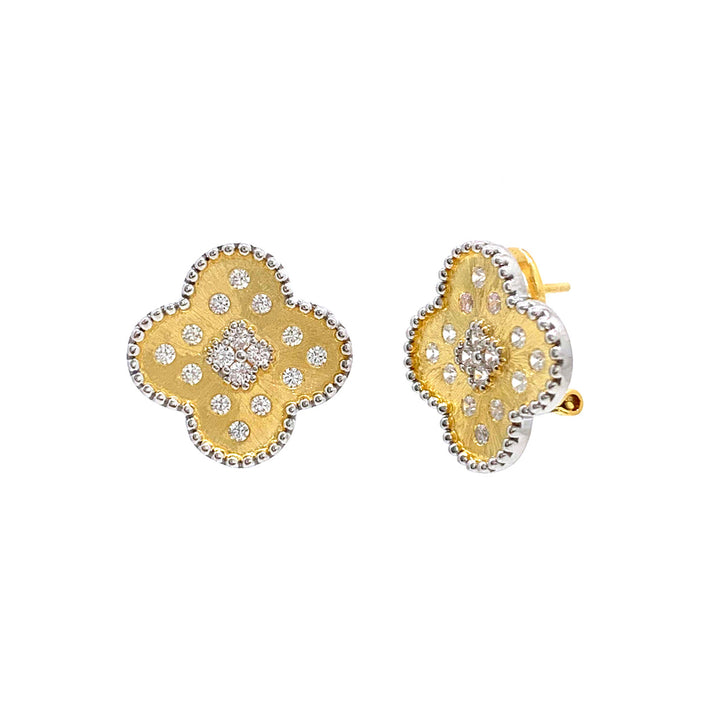 Clover Shaped Two-Tone Vermeil Earrings - Mildred Hoit