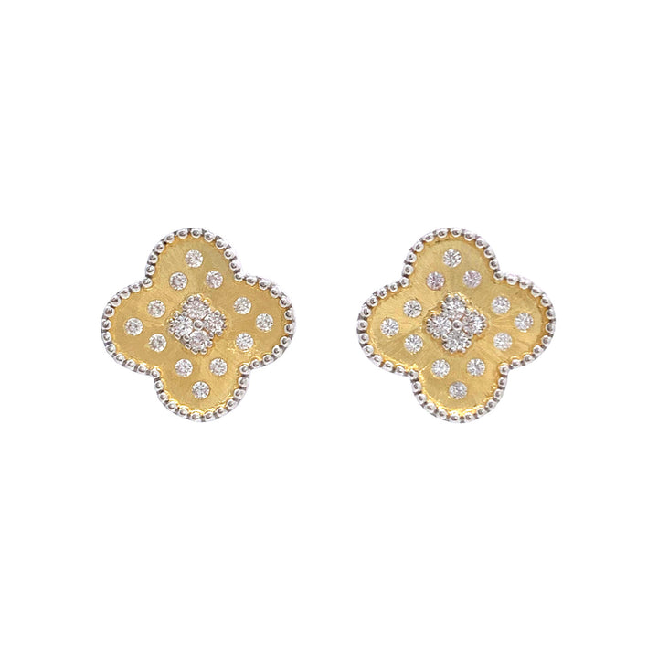 Clover Shaped Two-Tone Vermeil Earrings - Mildred Hoit