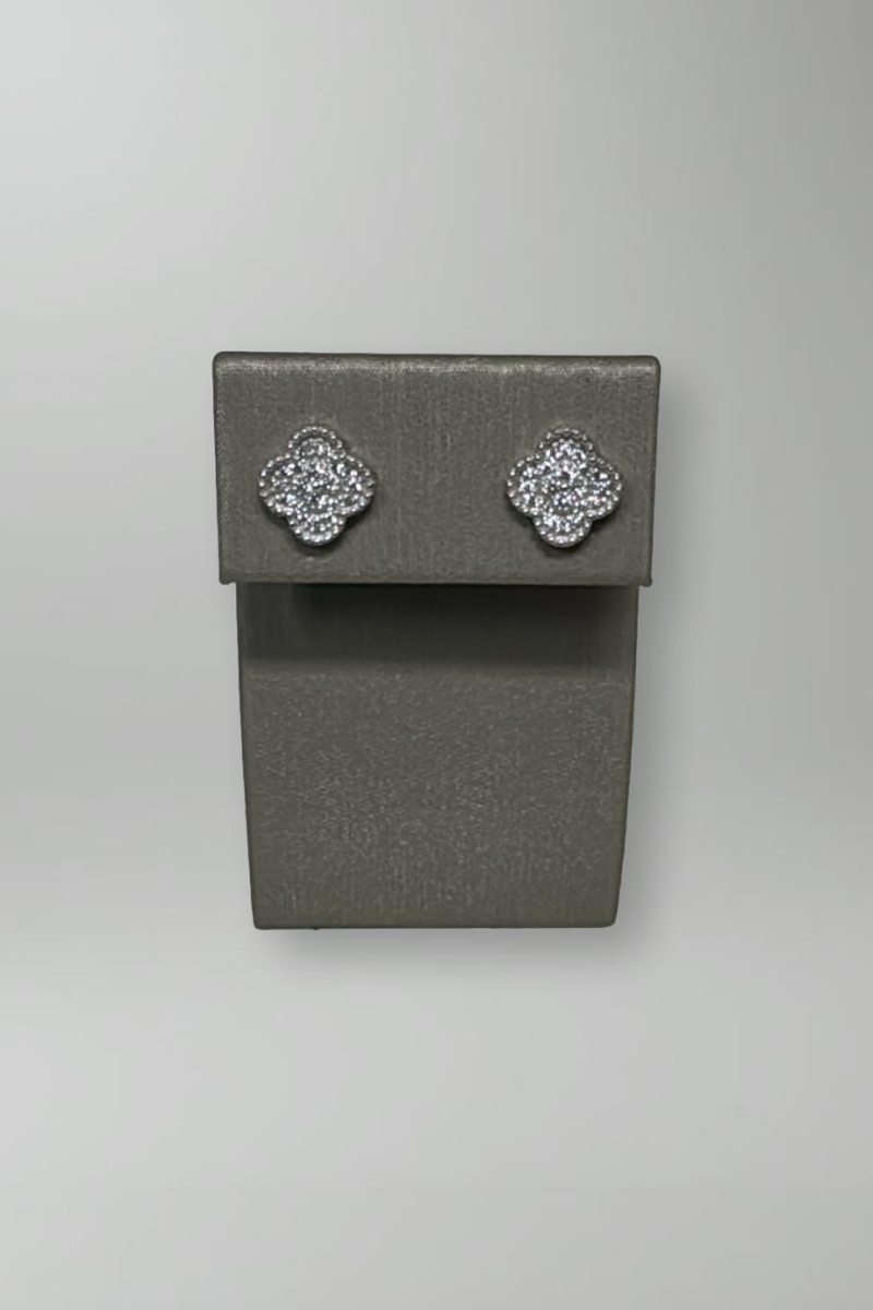 Double Clover Earrings in Silver - Mildred Hoit
