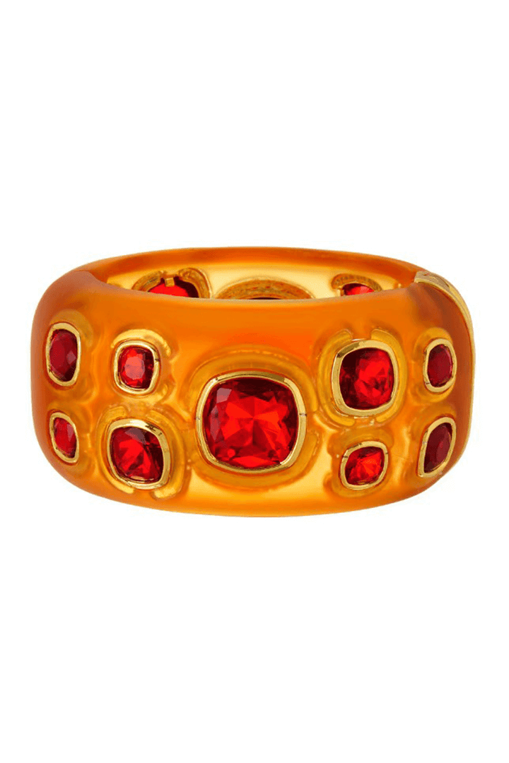 Amber Cuff Bracelet with Red Stones - Mildred Hoit