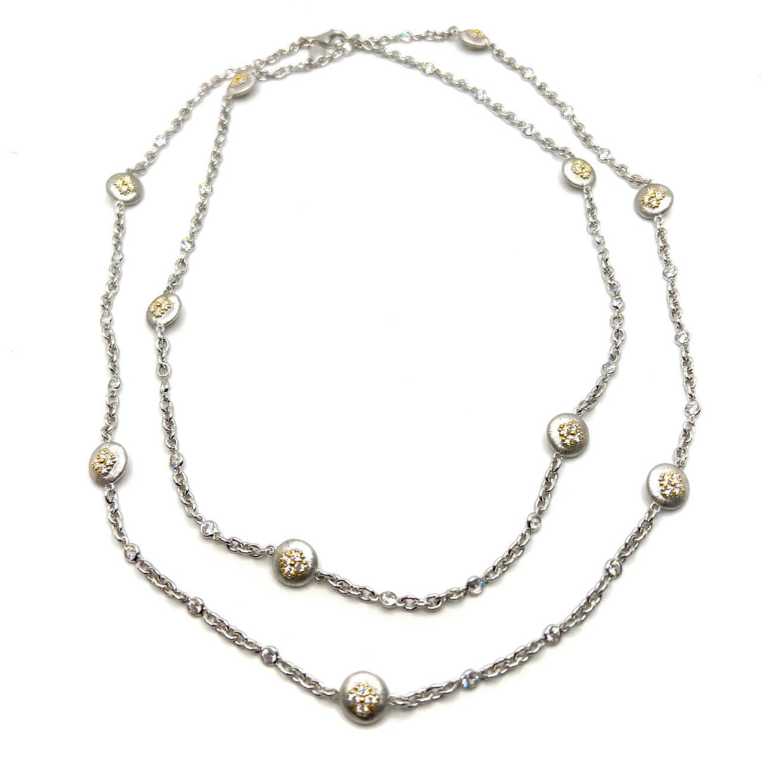 Silver and Crystal Long Necklace - Mildred Hoit