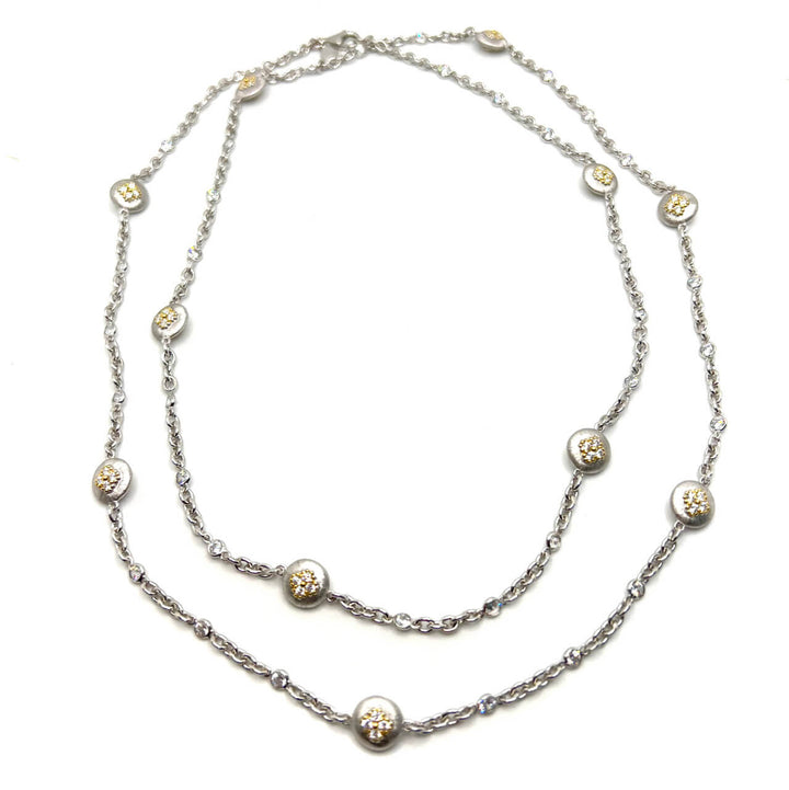 Silver and Crystal Long Necklace - Mildred Hoit