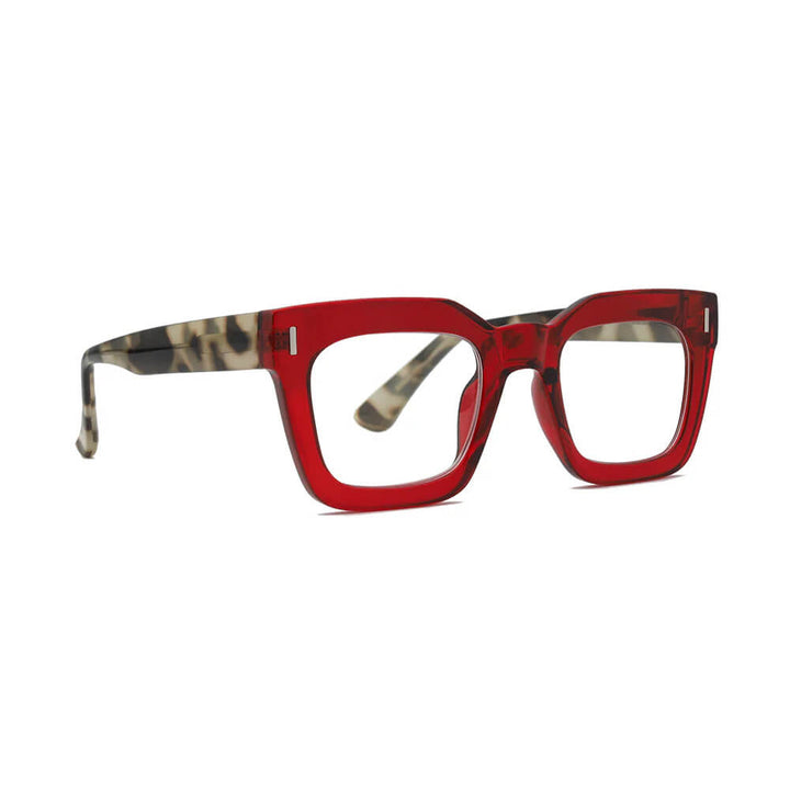 Ness Blue Light Readers in Transparent Red with Grey Tortoise
