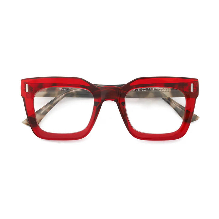 Ness Blue Light Readers in Transparent Red with Grey Tortoise