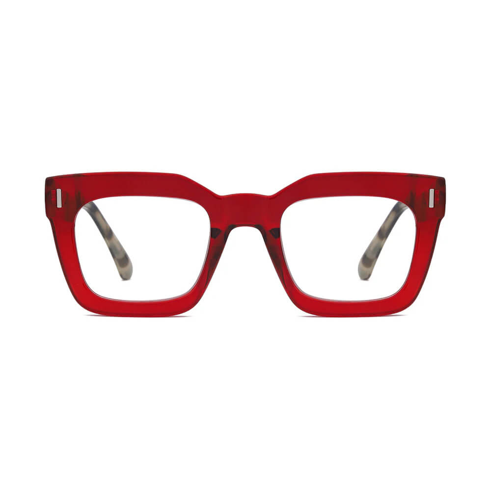 Ness Blue Light Readers in Transparent Red with Grey Tortoise