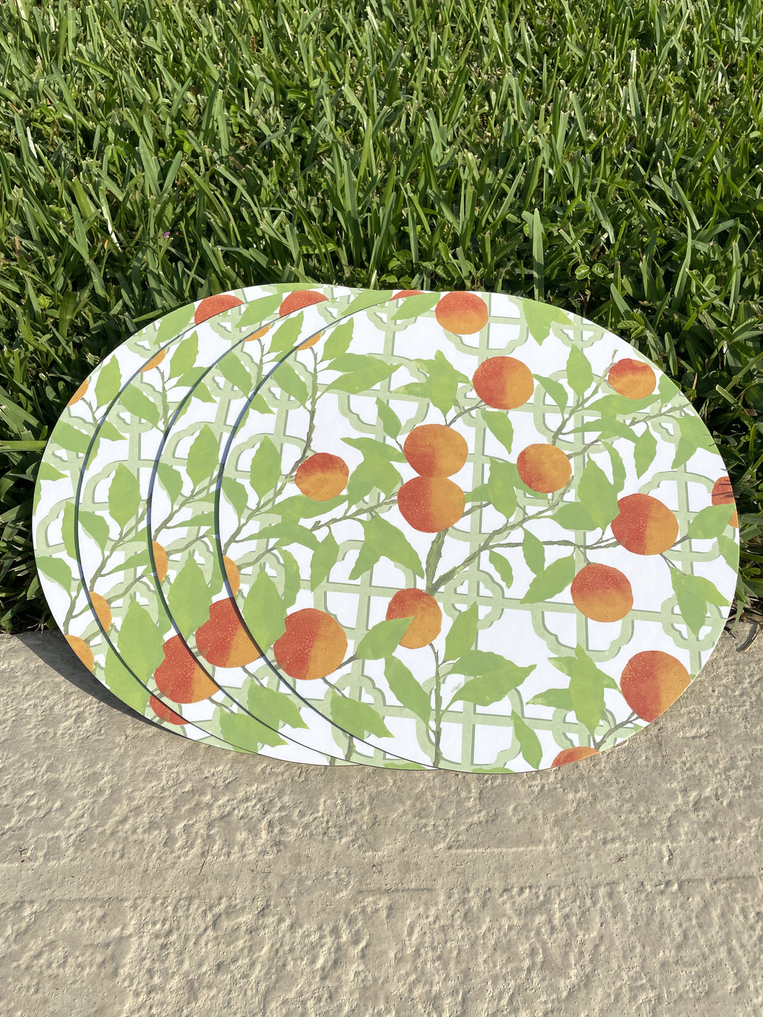 Caspari Orange Grove Placemats available at Mildred Hoit in Palm Beach.