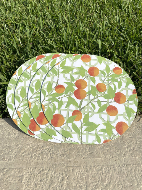 Caspari Orange Grove Placemats available at Mildred Hoit in Palm Beach.