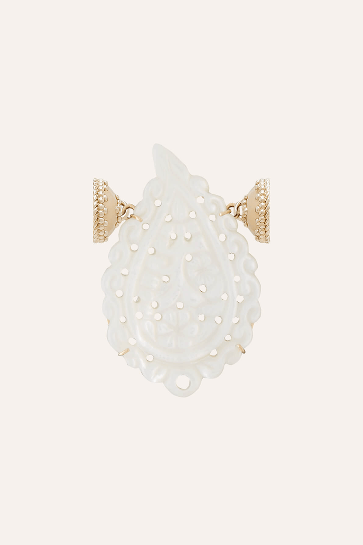 Clara Williams White Mother of Pearl Paisley Centerpiece - Mildred Hoit