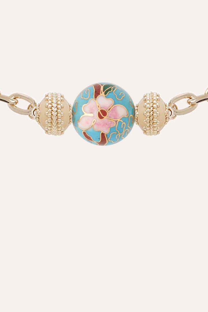 Clara Williams Teal Floral Cloisonne Centerpiece