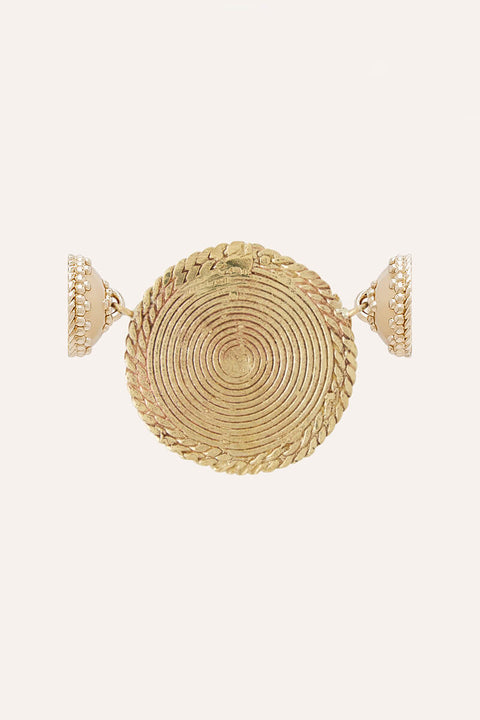 Clara Williams African Brass Double Fan & Braid Border Centerpiece available at Mildred Hoit in Palm Beach.