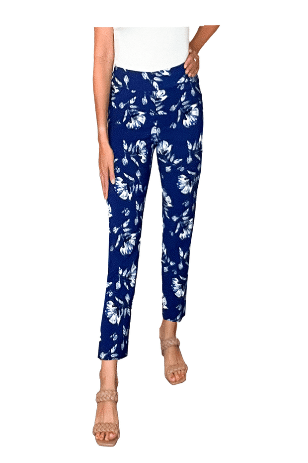 Krazy Larry Pull-On Pants in Blue Flower available at Mildred Hoit in Palm Beach.