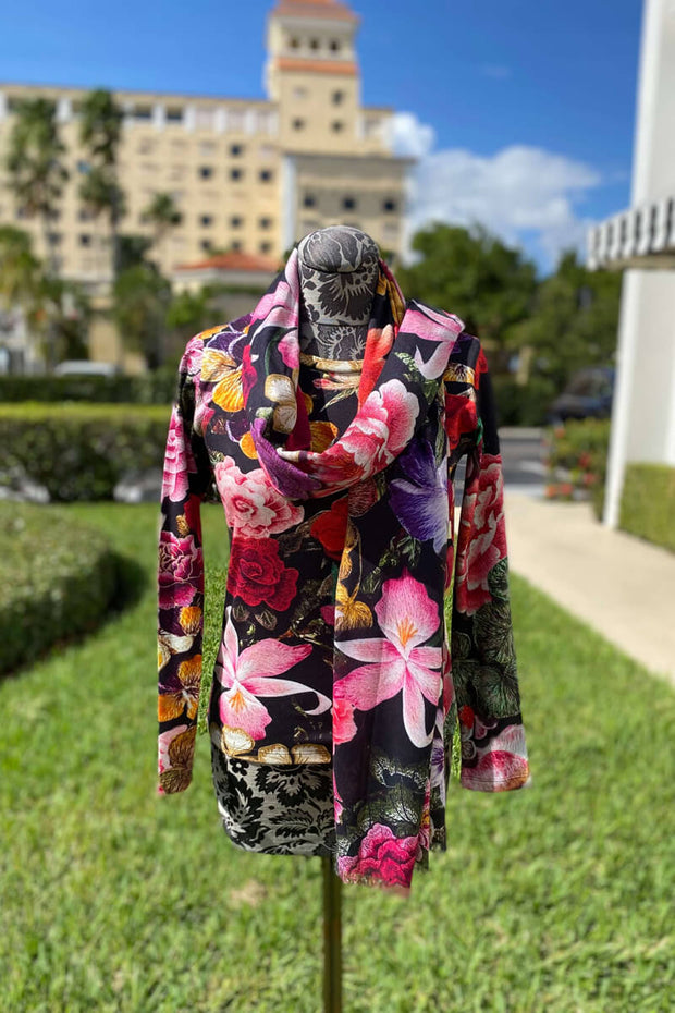 Pashma Multi-Floral Sweater with Scarf available at Mildred Hoit in Palm Beach.