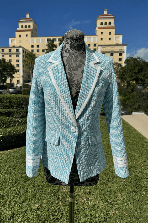 Peace of Cloth Seersucker Jacket in Turquoise
