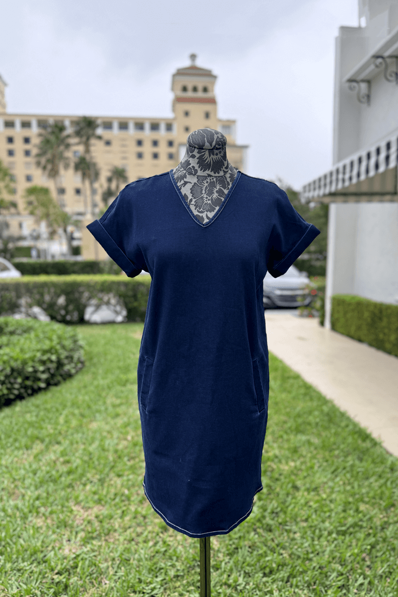 Peace of Cloth Denim V-Neck Dress available at Mildred Hoit in Palm Beach.