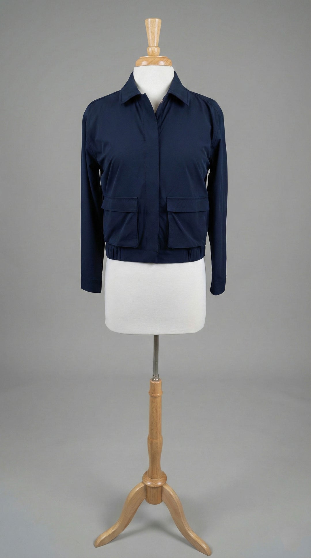 Peace of Cloth 2-Pocket Bomber Jacket in Navy - Mildred Hoit