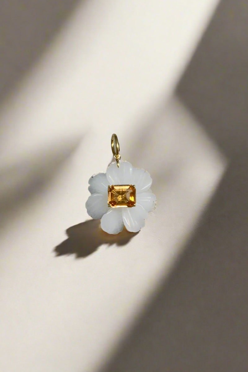 White Quartz and Yellow Garnet Pendant - Mildred Hoit