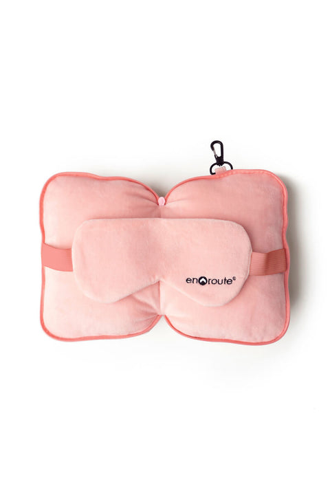 En Route Sleep Mask and Pillow Set in Pink