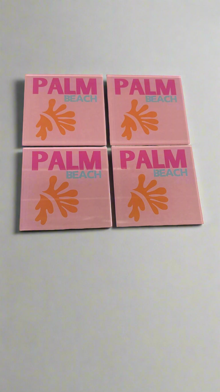 Travel Coaster Set: Palm Beach Coaster Set (4) & Lucite Holder