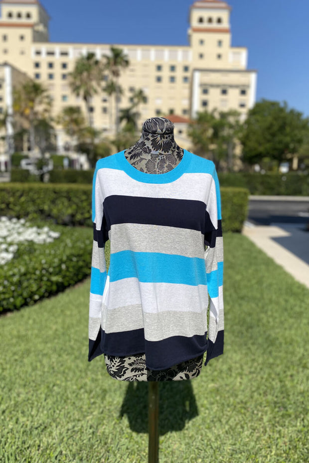 Multi-Color Striped Sweater in Blue available at Mildred Hoit in Palm Beach.